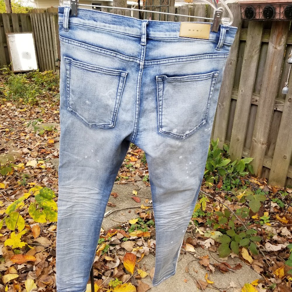 Mnml  Mens Jeans Paint 34 Skinny Pants Destroyed - Picture 6 of 10